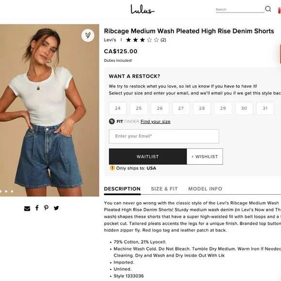 Levi's Pleated Ribcage Denim Shorts Ultra High Rise Waisted Preppy Now And Then - Picture 15 of 15